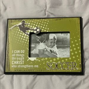 Inspirational Soccer Photo Frame - Olive Green